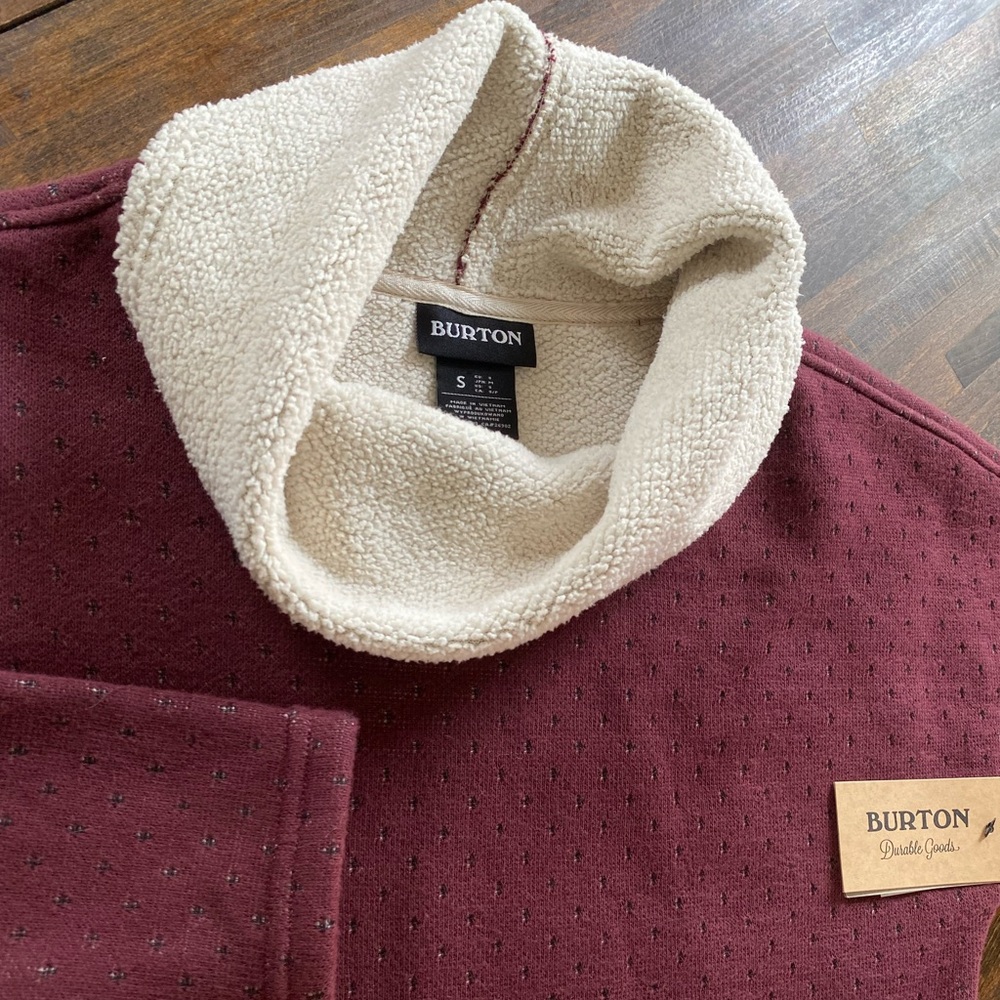 Burton Womens Sweatshirt Size S Maroon Heather W Ellmore Funnel Cowl Neck NWT